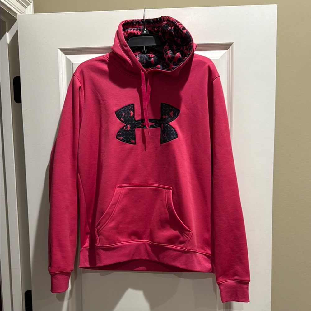Under Armour Fuchsia Hoodie with Black Emblem